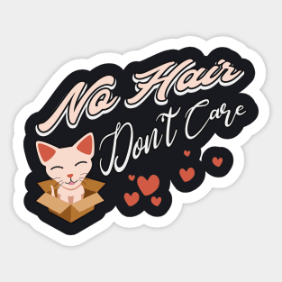 No Hair Don't Care Sphynx Cat in Box Sticker